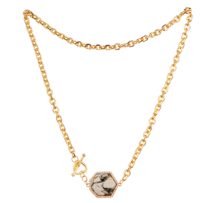 European Simple Fashion 14K Gold-Plated Pendant Chain Link Necklace
