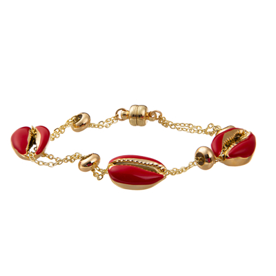 Colorful Shell Minimalist Personalized 14K Gold-Plated Magnetic Chain Link Bracelet