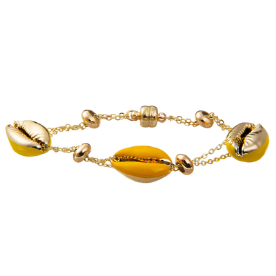 Colorful Shell Minimalist Personalized 14K Gold-Plated Magnetic Chain Link Bracelet