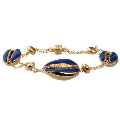 Colorful Shell Minimalist Personalized 14K Gold-Plated Magnetic Chain Link Bracelet