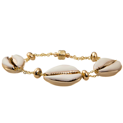 Colorful Shell Minimalist Personalized 14K Gold-Plated Magnetic Chain Link Bracelet