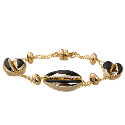 Colorful Shell Minimalist Personalized 14K Gold-Plated Magnetic Chain Link Bracelet