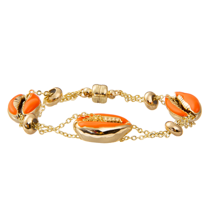Colorful Shell Minimalist Personalized 14K Gold-Plated Magnetic Chain Link Bracelet