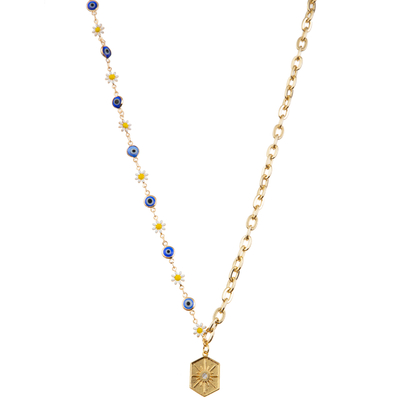 Multicolor Beaded 14K Gold-Plated Chain Link Gemstone/Pearl/Turquoise Pendant Necklace
