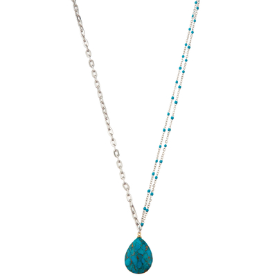 Multicolor Beaded 14K Gold-Plated Chain Link Gemstone/Pearl/Turquoise Pendant Necklace