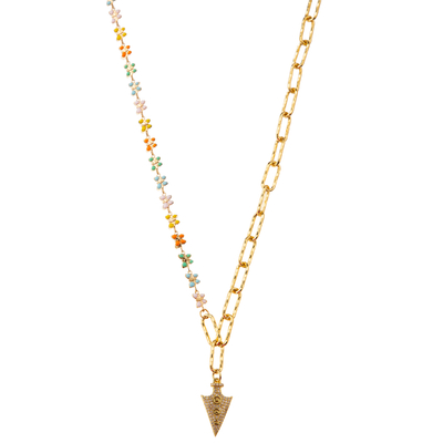 Multicolor Beaded 14K Gold-Plated Chain Link Gemstone/Pearl/Turquoise Pendant Necklace