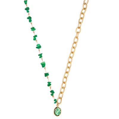 Multicolor Beaded 14K Gold-Plated Chain Link Gemstone/Pearl/Turquoise Pendant Necklace