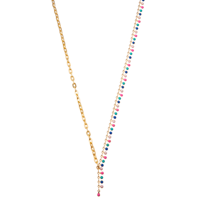 Multicolor Beaded 14K Gold-Plated Chain Link Gemstone/Pearl/Turquoise Pendant Necklace