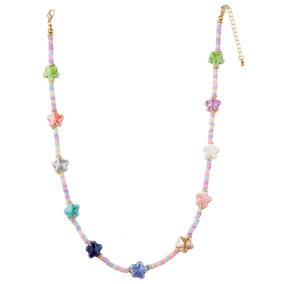 Multicolor Beaded 14K Gold-Plated Chain Link Necklace with Butterfly/Flower/Heart/Shell/Star Pendant