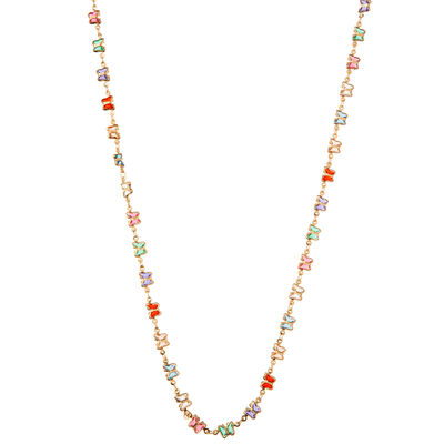 Multicolor Beaded 14K Gold-Plated Chain Link Necklace with Butterfly/Flower/Heart/Shell/Star Pendant