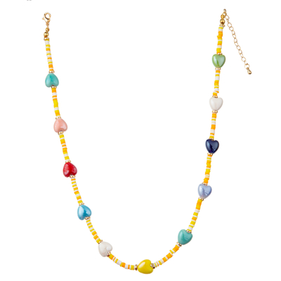 Multicolor Beaded 14K Gold-Plated Chain Link Necklace with Butterfly/Flower/Heart/Shell/Star Pendant