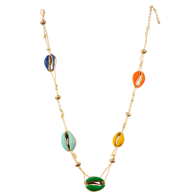 Multicolor Beaded 14K Gold-Plated Chain Link Necklace with Butterfly/Flower/Heart/Shell/Star Pendant