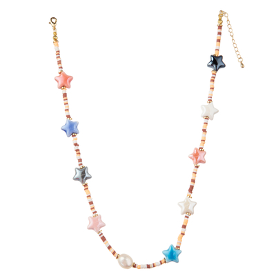 Multicolor Beaded 14K Gold-Plated Chain Link Necklace with Butterfly/Flower/Heart/Shell/Star Pendant