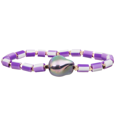 silicone beads stretchy with baroque  Glass pearl  multi color Handmade Beads Bracelets