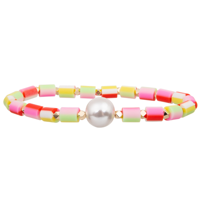 silicone beads stretchy with baroque  Glass pearl  multi color Handmade Beads Bracelets
