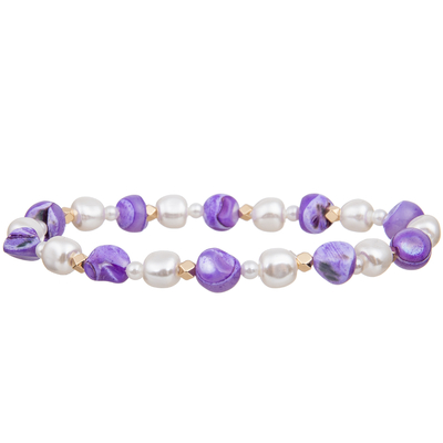 Natural Colorful Unshaped Shell Beads Matched 6mm And 4mm Glass Pearl Handmade Beads Bracelets