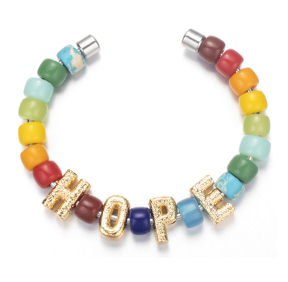 18.5cm Handmade Beaded Bangles , Stainless Steel Forte Beads Bracelet multicolor