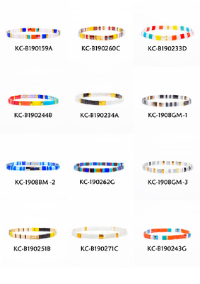 16.5-17cm Tila Bead Bracelet , two strands Glass Beads Bracelet 12 mixture color