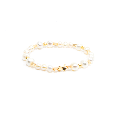 18.5cm Natural Freshwater Pearl Bracelet With gold Hematite Beads