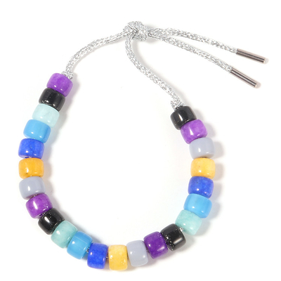 Fall color in Purple and grey big hole stone Forte Beads Bracelet in silver strand
