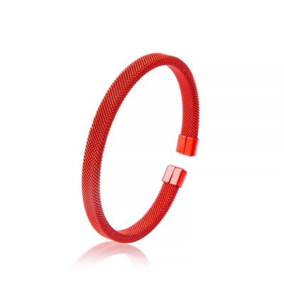 red Paint Stainless Steel Bangle Bracelet , Punk Style Bracelet EU Standard