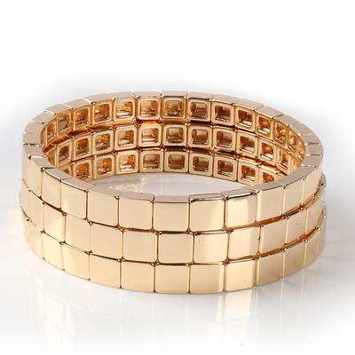 Handmade Enamel Tile Bracelet , Gold Color Boho Bead Bracelets