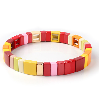 Painted Color Stretch Tile Bracelet handmade alloy crafted