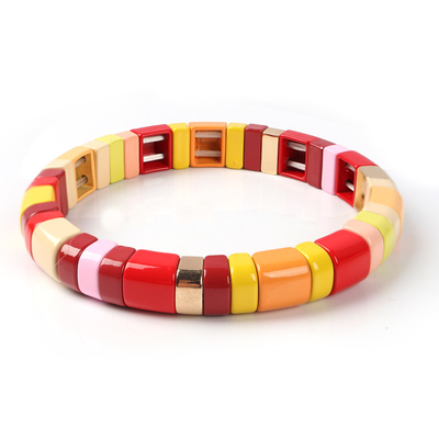 Painted Color Stretch Tile Bracelet handmade alloy crafted