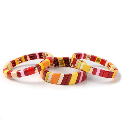 Painted Color Stretch Tile Bracelet handmade alloy crafted