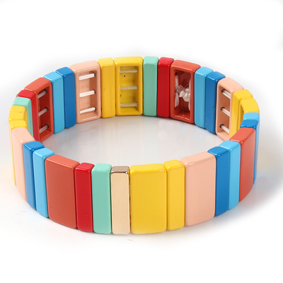 Multi Stack 3pcs Tile Bead Bracelet Colorful For Women And Men