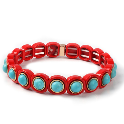 Multi Stack 3pcs Tile Bead Bracelet Colorful For Women And Men