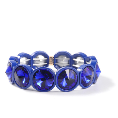 Handmade Stretch Enamel Tile Bracelet , Rainbow Crystal Diamond Bead Bracelets