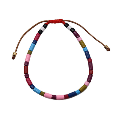 Mixed Color Tila Tile Bracelets , Enamel String Beaded Bracelets