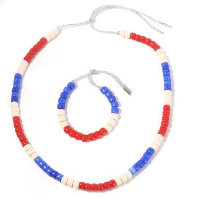 KC Jewelry Forte Beads Bracelet , USA Red White And Blue Beaded Bracelets