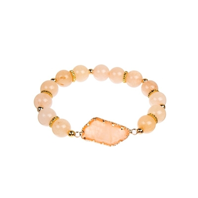 KC handcrafted Orange Elastic Beaded Bracelet Gift For Mama
