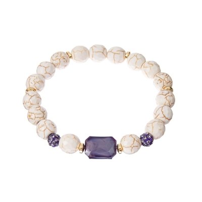Stackable Beaded Stone Bracelet , Protection White Turquoise Bracelet