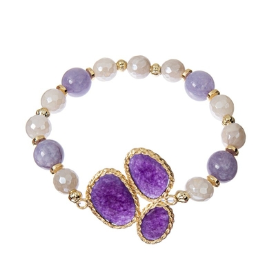 Handcrafted Amethyst Charm Bracelet , Adjustable Size Healing Energy Bracelet