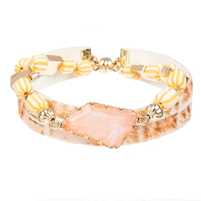 Ethnic Wrap Genuine Handmade Leather Bracelet Glass Crystal Beads