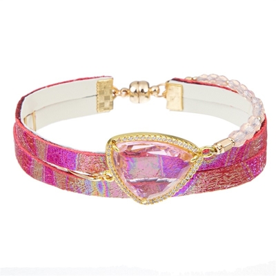 PU Leather And Bead Wrap Bracelet For Chic Girl And Lady Anniversary
