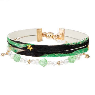 Magnetic button Handmade Leather Bracelet , Mix color Vintage Wrap Bracelet