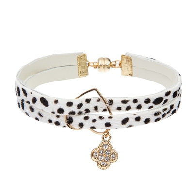 Micro Pave Cz Charm Leather Bracelet