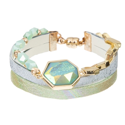 Metal Beads Multi Wrap Leather Bracelet 0.022kg with Metal Beads