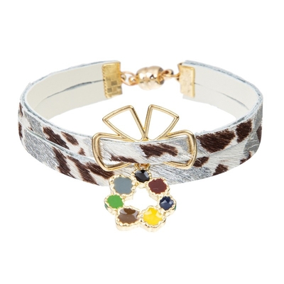 18.5cm Horsehair Handcrafted Leather Bracelets Trend Chic Animal Print For Party