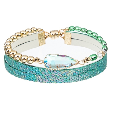Women Multi Stack Handmade Leather Bracelet Geometric Elegant