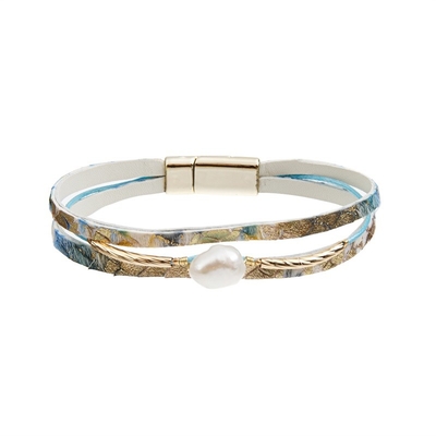 Multicolor fresh Water Pearl Leather Bracelet Young Girl For Summer Wear