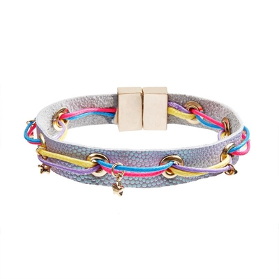 Magnet Buckle Leather Bracelet  Mulit Color Elegant For Young Girl