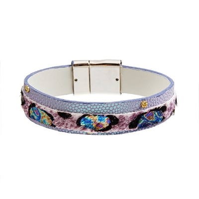 mulitcolor Animal print Handmade Leather Bracelet , 18.5cm Boho Chic Bracelets