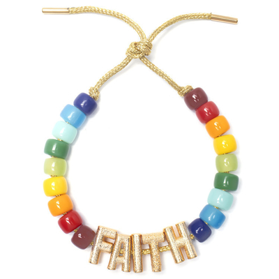 Initial Letter Bohemian Name Forte Beads Bracelet With 14k Gold Plated Brass Beads