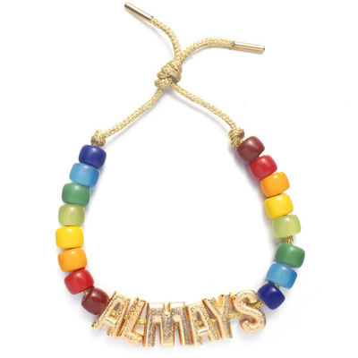 Initial Letter Bohemian Name Forte Beads Bracelet With 14k Gold Plated Brass Beads