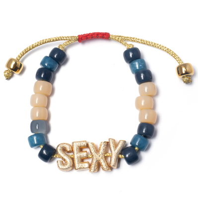 OEM gold Nylon Friendship Letter Bead Bracelet With adjustable braid clasp